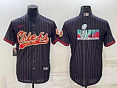 Men's Kansas City Chiefs Black With Super Bowl LVII Big Logo Cool Base Stitched Baseball Jersey,baseball caps,new era cap wholesale,wholesale hats
